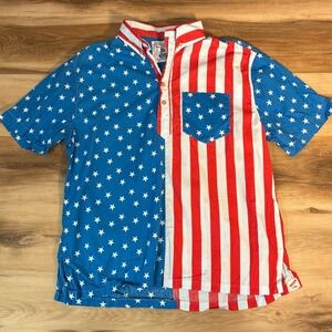 American Flag Shirt Mens Large AOP Chubbies the Nutter USA made Cotton Polo